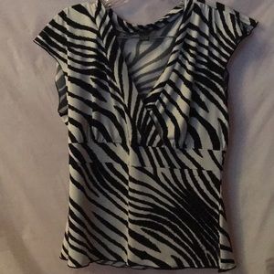 White & Black Zebra Pattern Top, Inc International